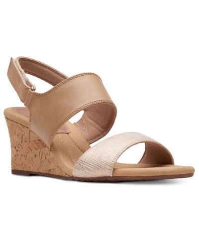 Women's Kyarra Faye Slingback Wedge Sandals Tan/Beige $32.70 Shoes