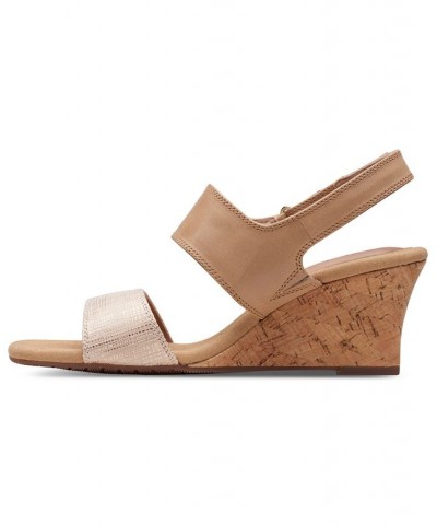 Women's Kyarra Faye Slingback Wedge Sandals Tan/Beige $32.70 Shoes