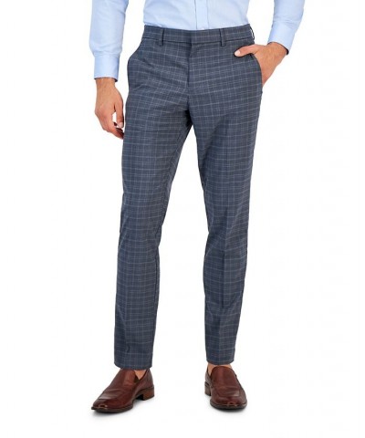 Perry Ellis Men's Essentials Slim Fit Plaid Dress Pants Gray $21.12 Pants