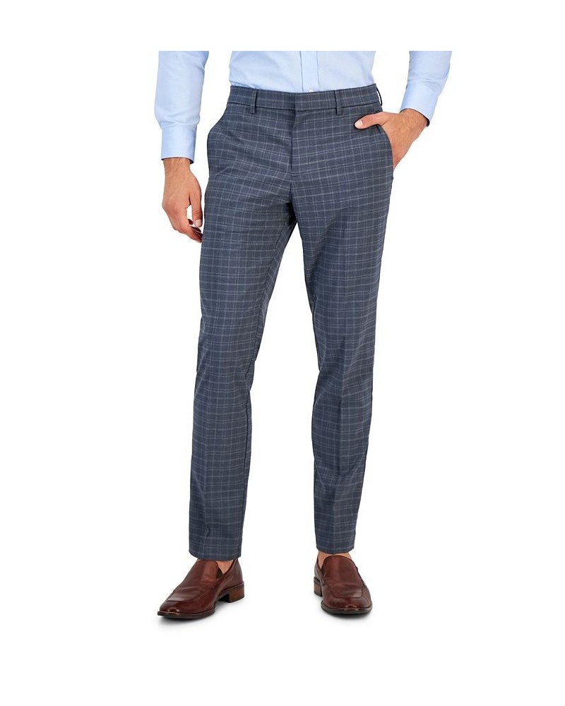 Perry Ellis Men's Essentials Slim Fit Plaid Dress Pants Gray $21.12 Pants