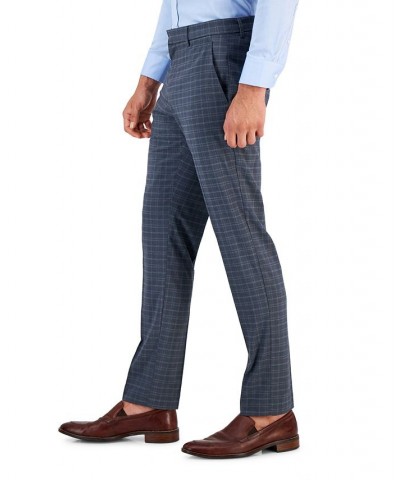 Perry Ellis Men's Essentials Slim Fit Plaid Dress Pants Gray $21.12 Pants