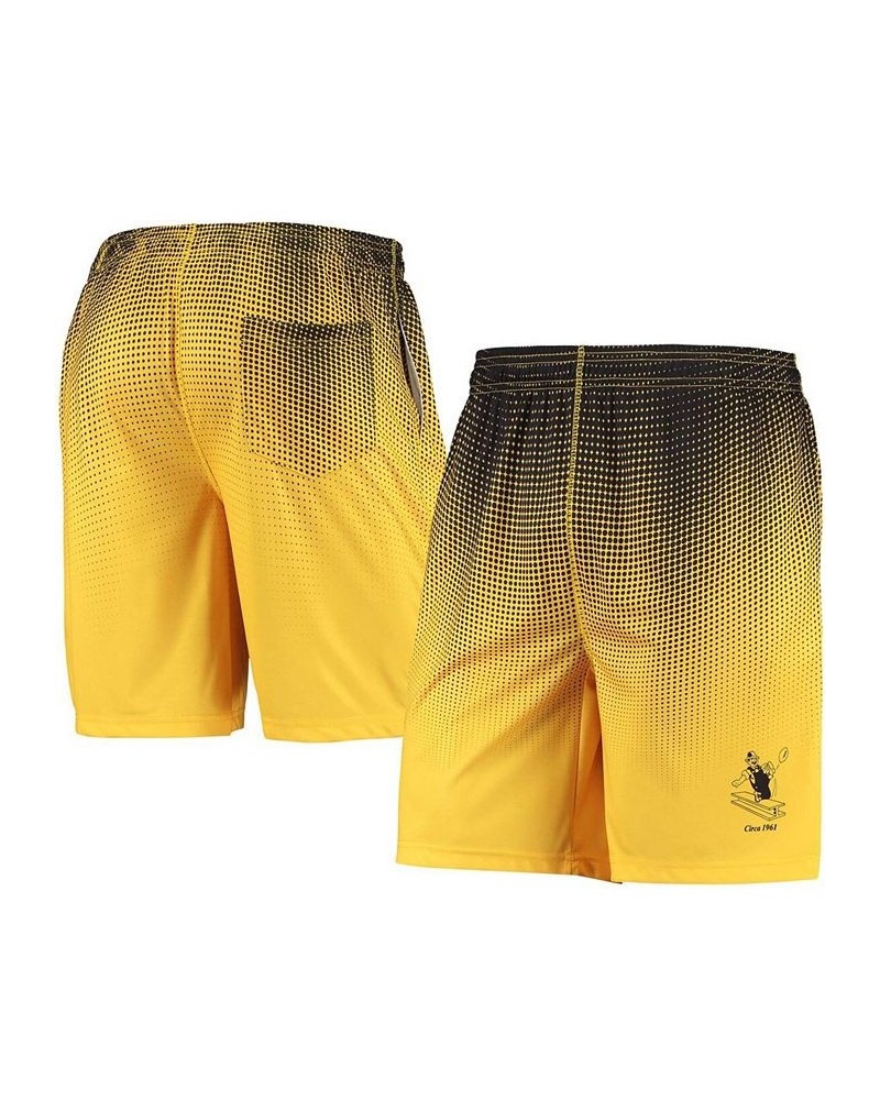 Men's Black and Gold-Tone Pittsburgh Steelers Historic Logo Pixel Gradient Training Shorts $16.00 Shorts