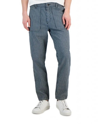 Men's Regular-Fit Straight-Leg Railroad Stripe Carpenter Pants Blue $34.44 Pants