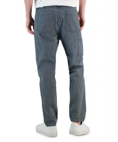 Men's Regular-Fit Straight-Leg Railroad Stripe Carpenter Pants Blue $34.44 Pants