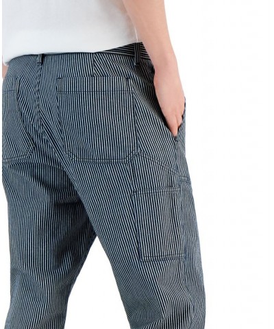 Men's Regular-Fit Straight-Leg Railroad Stripe Carpenter Pants Blue $34.44 Pants