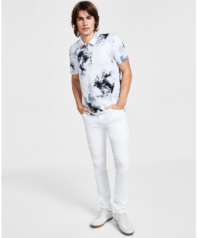 Men's Regular-Fit Floral-Print 1/4-Zip Polo Shirt White $27.37 Polo Shirts