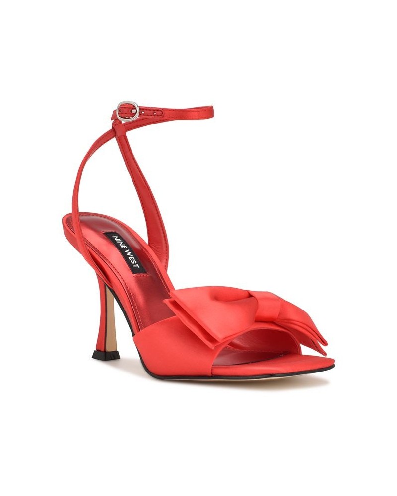 Women's Yaway Square Toe Ankle Wrap Dress Sandals Red $45.15 Shoes