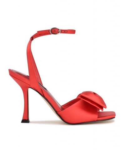 Women's Yaway Square Toe Ankle Wrap Dress Sandals Red $45.15 Shoes