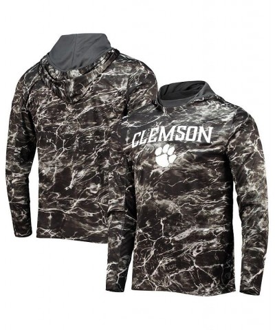 Men's Black Clemson Tigers Mossy Oak SPF 50 Performance Long Sleeve Hoodie T-shirt $30.55 T-Shirts