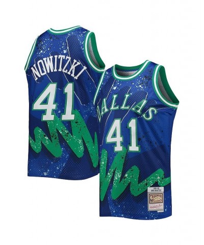 Men's Dirk Nowitzki Blue Dallas Mavericks Hardwood Classics 1998-99 Hyper Hoops Swingman Jersey $52.46 Jersey