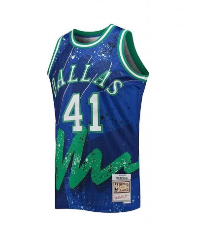 Men's Dirk Nowitzki Blue Dallas Mavericks Hardwood Classics 1998-99 Hyper Hoops Swingman Jersey $52.46 Jersey