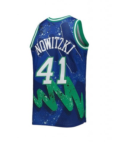 Men's Dirk Nowitzki Blue Dallas Mavericks Hardwood Classics 1998-99 Hyper Hoops Swingman Jersey $52.46 Jersey