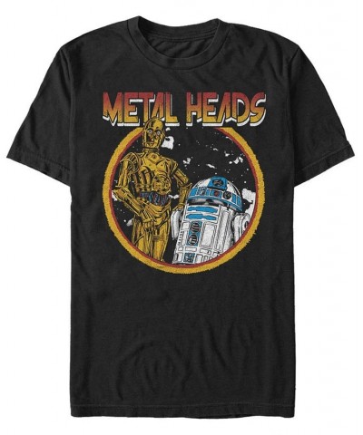 Star Wars Men's Classic R2-D2 And C-3Po Metal Heads Short Sleeve T-Shirt Black $18.89 T-Shirts