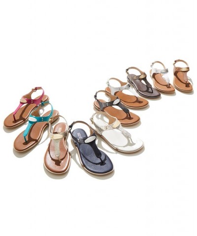 Women's MK Plate Flat Thong Sandals PD06 $52.25 Shoes