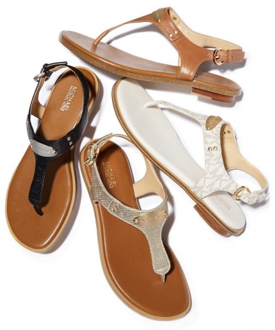 Women's MK Plate Flat Thong Sandals PD06 $52.25 Shoes