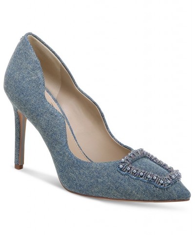 Women's Harriett Beaded-Buckle Pumps Blue $62.90 Shoes