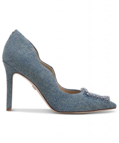 Women's Harriett Beaded-Buckle Pumps Blue $62.90 Shoes