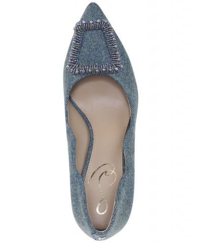 Women's Harriett Beaded-Buckle Pumps Blue $62.90 Shoes