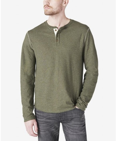 Men's Duo-Fold Henley Long Sleeve Sweater Green $25.31 Sweaters
