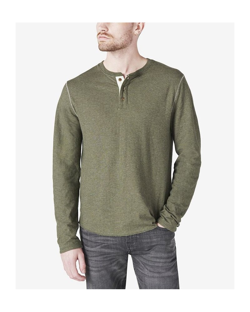 Men's Duo-Fold Henley Long Sleeve Sweater Green $25.31 Sweaters