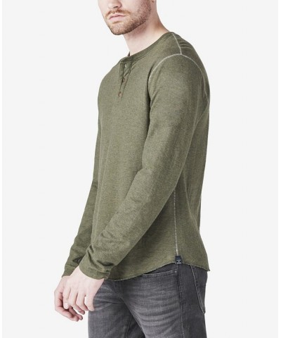 Men's Duo-Fold Henley Long Sleeve Sweater Green $25.31 Sweaters