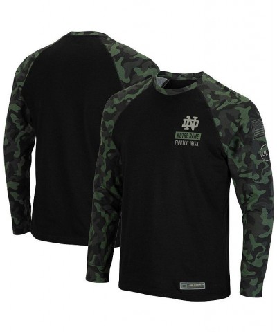 Men's Black Notre Dame Fighting Irish OHT Military-Inspired Appreciation Camo Raglan Long Sleeve T-shirt $26.49 T-Shirts