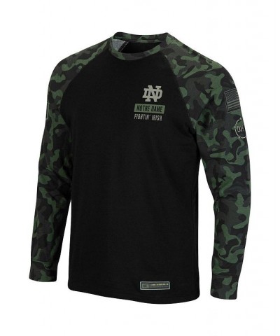 Men's Black Notre Dame Fighting Irish OHT Military-Inspired Appreciation Camo Raglan Long Sleeve T-shirt $26.49 T-Shirts