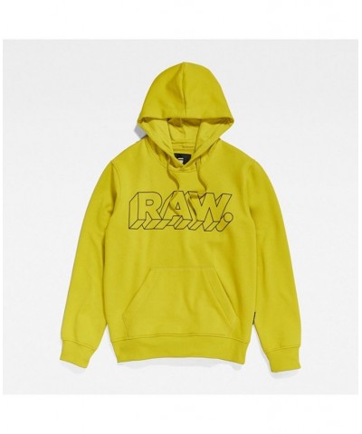 Men's 3D RAW Graphic Hooded Sweatshirt Yellow $32.82 Sweatshirt