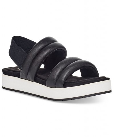 Women's Anida Puffer Slingback Platform Sandals Black $44.19 Shoes