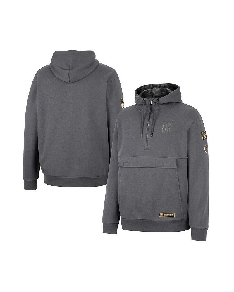 Men's Charcoal Navy Midshipmen OHT Military-Inspired Appreciation Quarter-Zip Hoodie $35.69 Sweatshirt