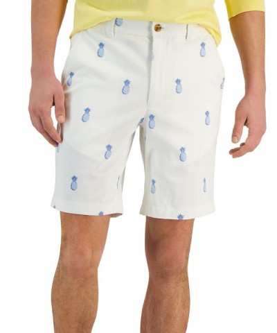 Men's Pin Classic-Fit Pineapple-Print 9" Chino Shorts White $17.27 Shorts