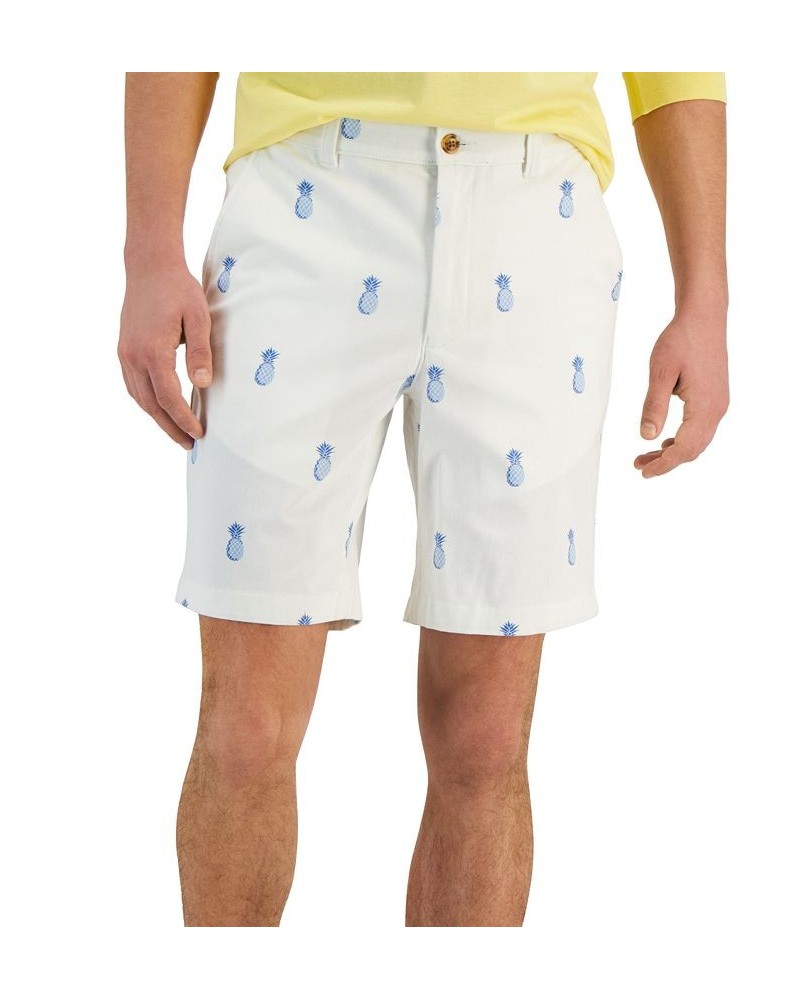 Men's Pin Classic-Fit Pineapple-Print 9" Chino Shorts White $17.27 Shorts