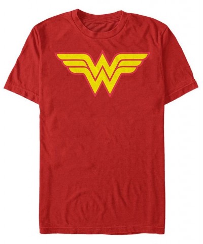 Men's Wonder Woman Two Color Logo Short Sleeve T-shirt Red $17.15 T-Shirts