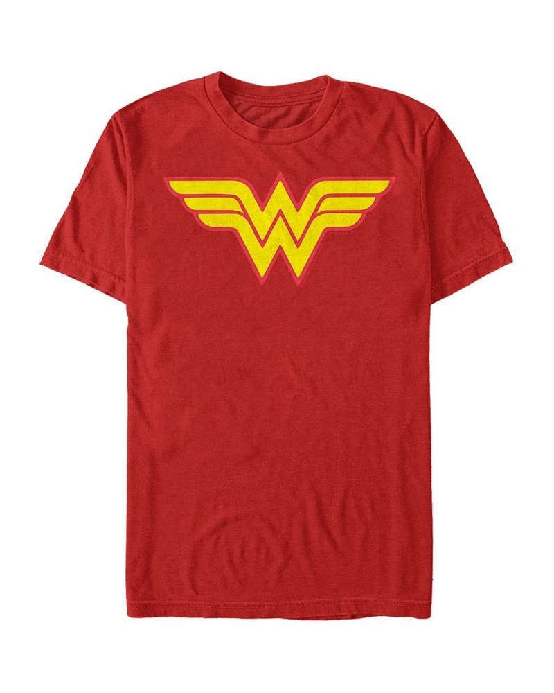 Men's Wonder Woman Two Color Logo Short Sleeve T-shirt Red $17.15 T-Shirts