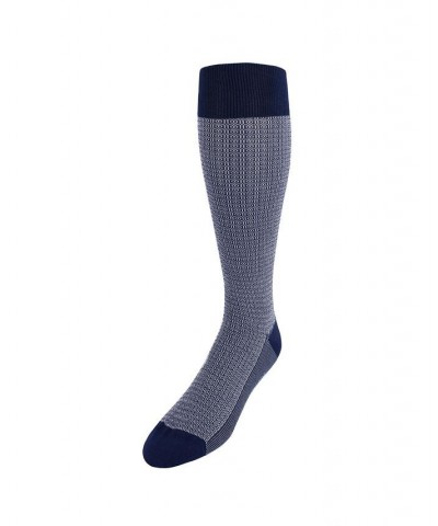 Bernard Chain Link Over The Calf Mercerized Cotton Socks Navy blue $15.58 Socks