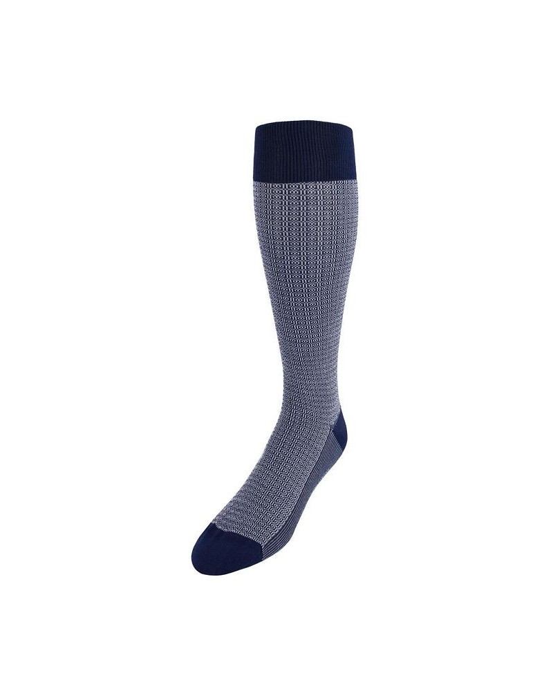 Bernard Chain Link Over The Calf Mercerized Cotton Socks Navy blue $15.58 Socks