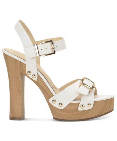 Women's Therisa Ankle-Strap Studded Platform Sandals White $52.80 Shoes