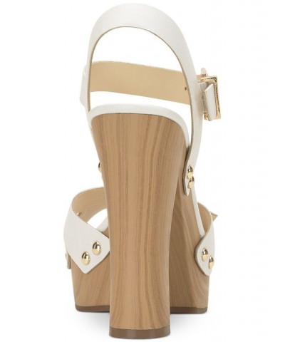 Women's Therisa Ankle-Strap Studded Platform Sandals White $52.80 Shoes