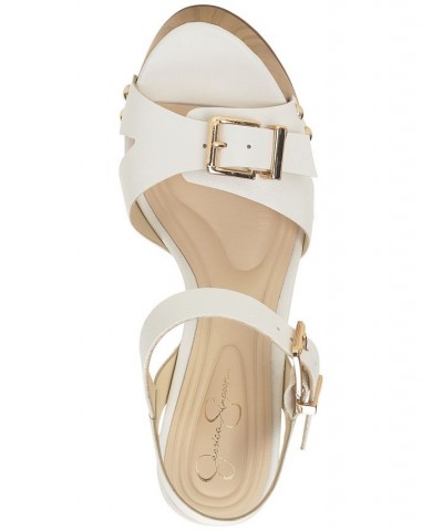 Women's Therisa Ankle-Strap Studded Platform Sandals White $52.80 Shoes