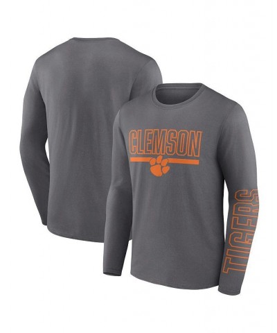Men's Branded Heather Charcoal Clemson Tigers Modern Two-Hit Long Sleeve T-shirt $20.25 T-Shirts