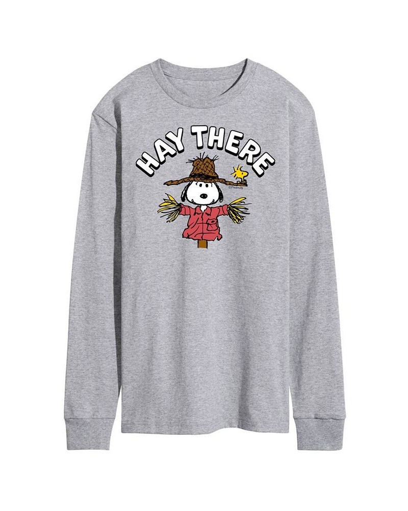 Men's Peanuts Hay There T-shirt Gray $19.78 T-Shirts