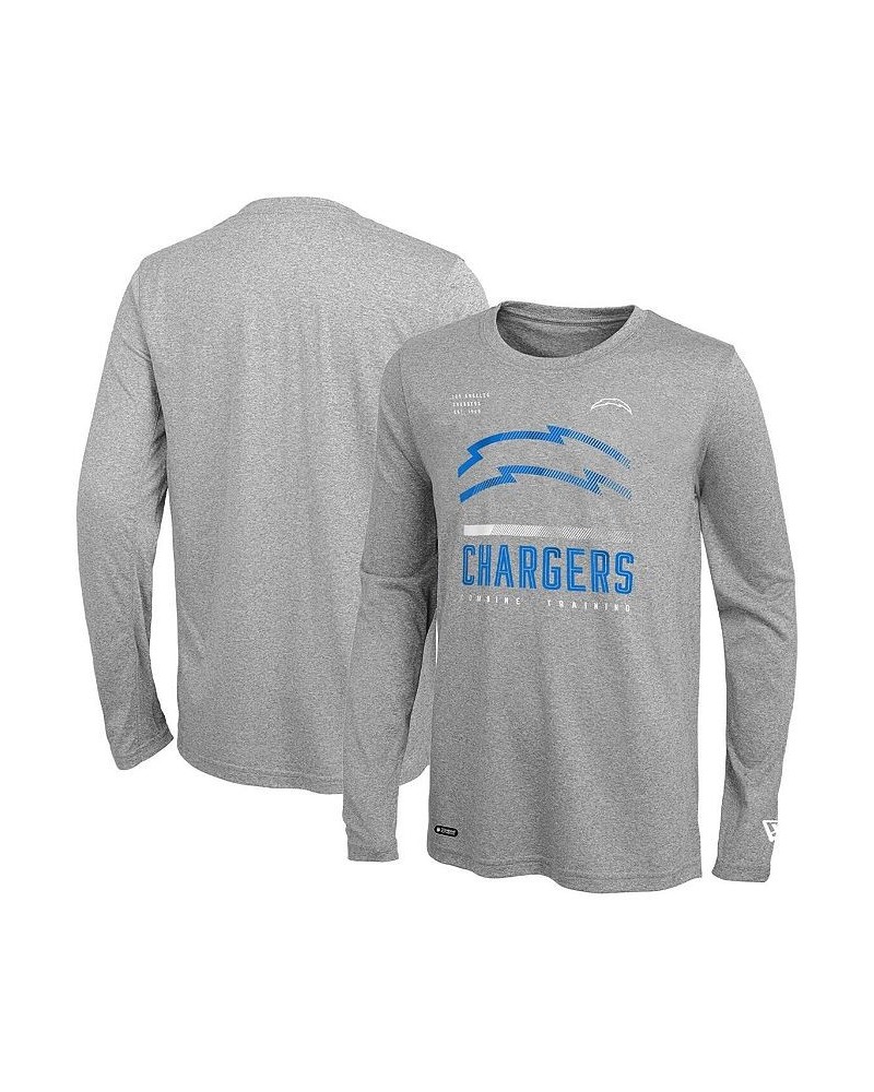 Men's Heathered Gray Los Angeles Chargers Combine Authentic Red Zone Long Sleeve T-shirt $15.60 T-Shirts