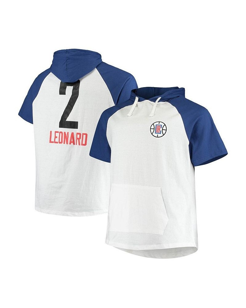 Men's Branded Kawhi Leonard White, Royal LA Clippers Big and Tall Player Raglan Short Sleeve Hoodie $19.20 Sweatshirt