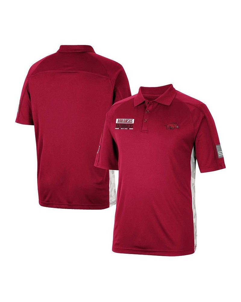 Men's Cardinal Arkansas Razorbacks OHT Military-Inspired Appreciation Snow Camo Polo Shirt $26.40 Polo Shirts