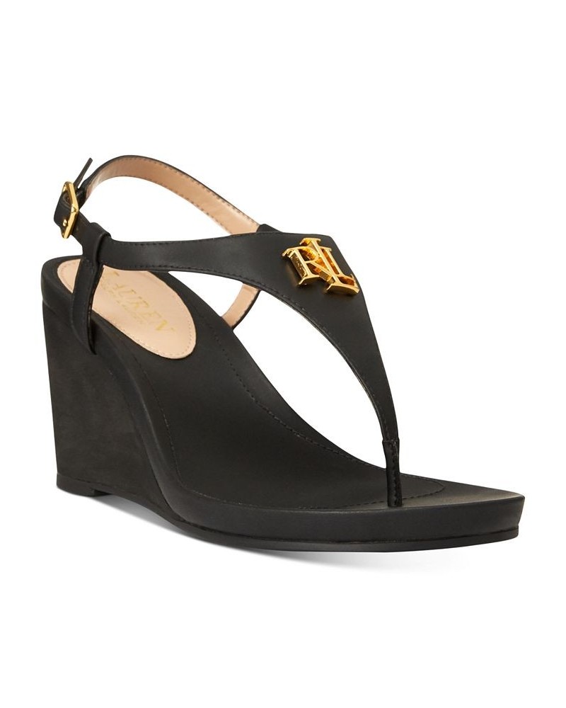 Women's Jeannie Wedge Sandals Black $32.55 Shoes