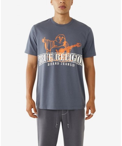 Men's Short Sleeves Buddha Stencil T-shirt Gray $22.70 T-Shirts