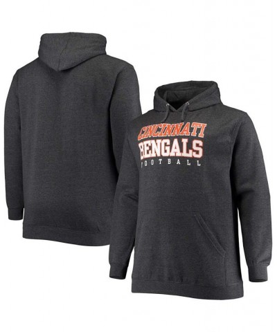 Men's Big and Tall Heathered Charcoal Cincinnati Bengals Practice Pullover Hoodie $33.47 Sweatshirt