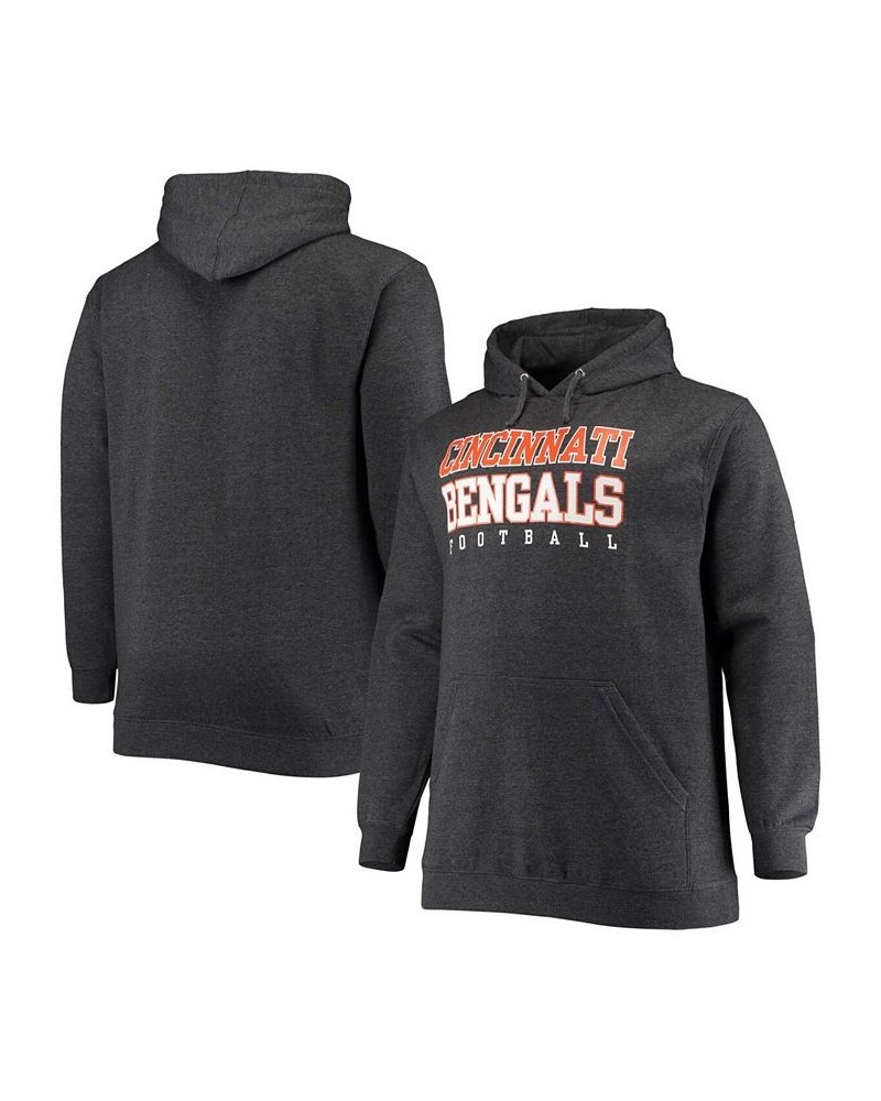 Men's Big and Tall Heathered Charcoal Cincinnati Bengals Practice Pullover Hoodie $33.47 Sweatshirt