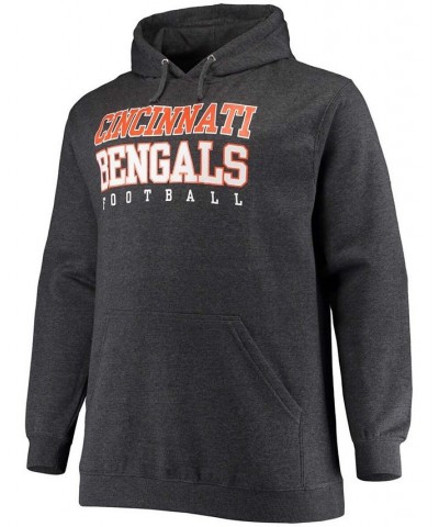 Men's Big and Tall Heathered Charcoal Cincinnati Bengals Practice Pullover Hoodie $33.47 Sweatshirt