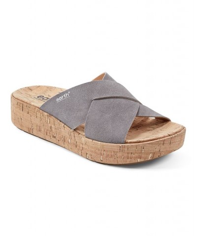 Women's Scout Casual Slip-on Wedge Platform Sandals Gray Suede $52.47 Shoes